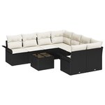 vidaXL Ensemble de Canapés de Jardin 9 Pièces avec Coussins Noir Poly Rattan