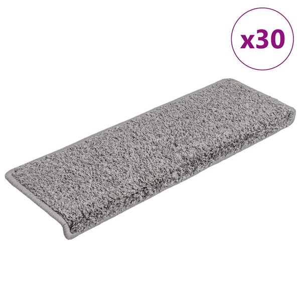 vidaXL Tapis d'escalier 30 pièces 65 x 21 x 4 cm Gris Bord rectangulaire