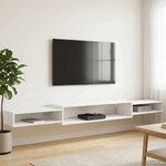vidaXL Meuble TV mural Montage mural Blanc 220 x 28 x 21 cm