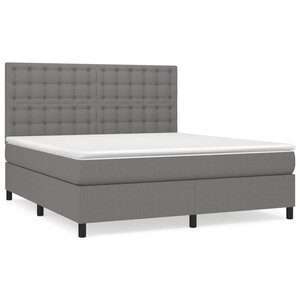 vidaXL Sommier à lattes de lit avec matelas Gris foncé 180x200cm Tissu