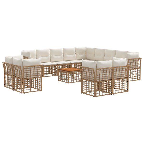 vidaXL Ensemble de canapés d'extérieur 14 pc Blanc Naturel et Crème
