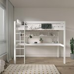 Lit mezzanine Sil bureau+biblio blanc + matelas