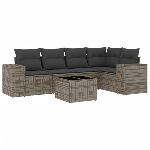 vidaXL Salon de jardin 6 Pièces avec coussins gris résine tressée