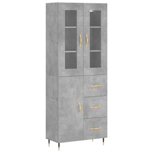 vidaXL Buffet haut Gris béton 69 5x34x180 cm Bois d'ingénierie