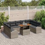 vidaXL Ensemble de canapé de jardin 10 Pièces Gris Poly rotin
