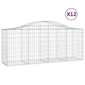 vidaXL Paniers à gabions arqués 12 Pièces 200x50x80/100 cm Fer galvanisé