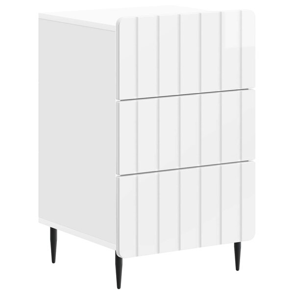 vidaXL Cabinet de chevet avec tiroir Blanc brillant 43 x 41 x 68 cm