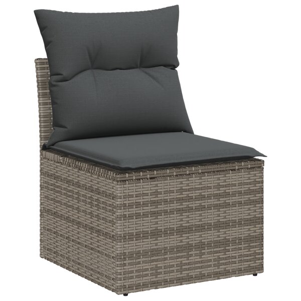 Ensemble de canapés de jardin en 7 pièces avec coussins gris en rattan poly vidaXL