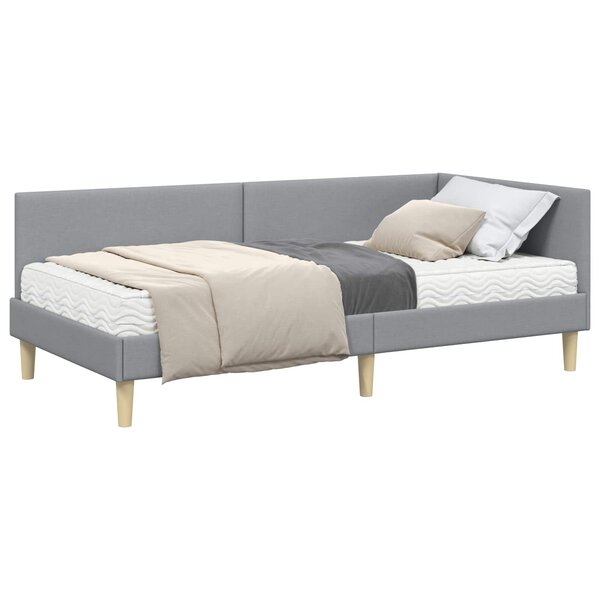 vidaXL Cadre de lit d'angle avec matelas 2 pc Gris clair 80 x 200 cm