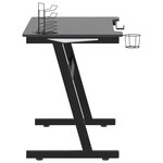 Bureau table poste de travail meuble d'ordinateur informatique étude de jeu à LED en forme de Z 110 x 60 x 75 cm noir 02_0023778