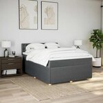vidaXL Sommier à lattes de lit avec matelas Gris foncé 140x200cm Tissu