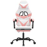vidaXL Chaise de jeu pivotante et repose-pied Blanc et rose Similicuir