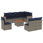 vidaXL Salon de jardin 9 Pièces avec coussins gris résine tressée