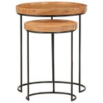 vidaXL Ensemble de table basse 2 Pièces bois d'acacia massif et acier