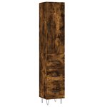 vidaXL Buffet haut Chêne fumé 34 5x34x180 cm Bois d'ingénierie