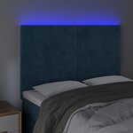 vidaXL Tête de lit à LED Bleu foncé 144x5x118/128 cm Velours
