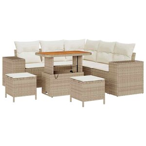 vidaXL Ensemble de canapé de jardin 8 Pièces Beige et crème polyrotin
