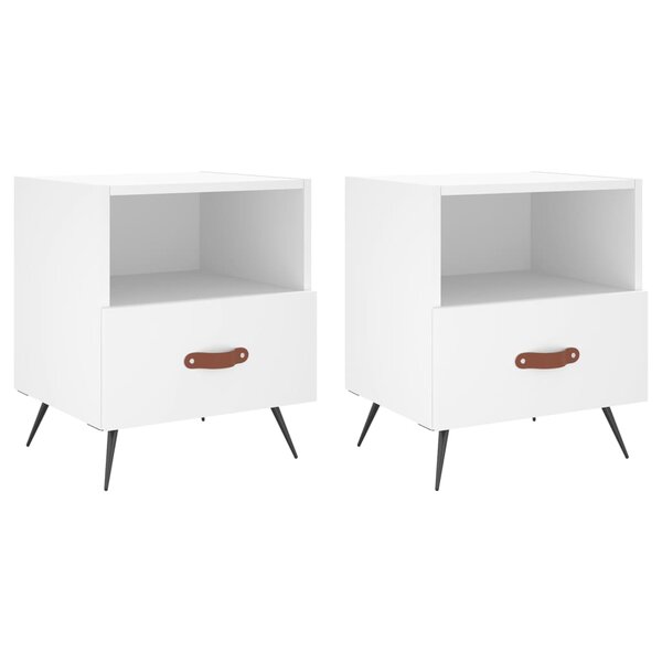 vidaXL Tables de chevet 2 Pièces blanc 40x35x47 5 cm bois d’ingénierie