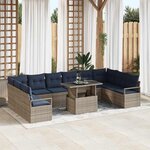 vidaXL Ensemble de canapé de jardin 11 Pièces Gris et bleu marine