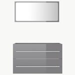 vidaXL Ensemble de meubles de bain 2 Pièces Gris brillant Aggloméré