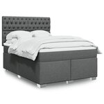 vidaXL Sommier à lattes de lit avec matelas Gris foncé 140x200cm Tissu