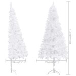 vidaXL Sapin de Noël artificiel d'angle Blanc 210 cm PVC