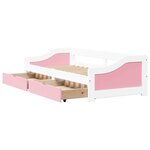 vidaXL Lit de jour et 2 tiroirs sans matelas IRUN blanc rose 90x200 cm
