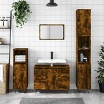 vidaXL Armoire salle de bain chêne fumé 80x33x60cm bois d'ingénierie
