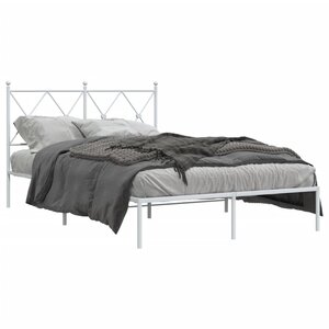 vidaXL Cadre de lit métal sans matelas et tête de lit blanc 120x190 cm