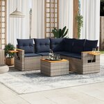 vidaXL Salon de jardin 6 Pièces avec coussins gris résine tressée
