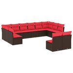 vidaXL Salon de jardin avec coussins 12 Pièces marron résine tressée