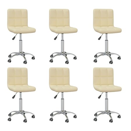 vidaXL Chaises pivotantes à manger lot de 6 crème similicuir