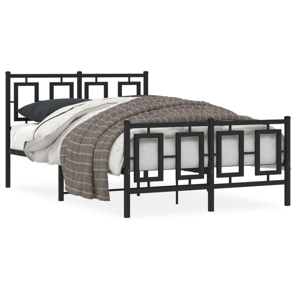 vidaXL Cadre de lit métal sans matelas avec pied de lit noir 120x190cm