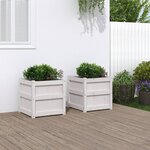 vidaXL Jardinières 2 Pièces blanc bois de pin massif