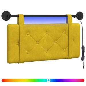 vidaXL Tête de lit suspendue Avec lumière LED Jaune Velours