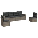 vidaXL Salon de jardin 6 Pièces avec coussins gris résine tressée