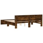 vidaXL Cadre de lit avec tête de lit et LED chêne fumé 200x200 cm