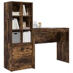 vidaXL Bureau avec tiroir avec étagère avec stockage 2 Pièces Chêne fumé