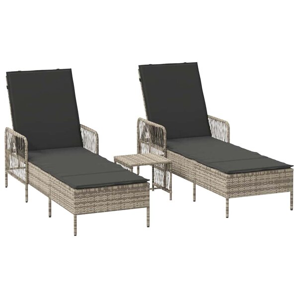 vidaXL Chaise longue 2 Pièces Gris clair 35 x 35 x 32cm polyrotin