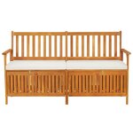 vidaXL Banc de rangement avec coussin 170 cm Bois d'acacia solide