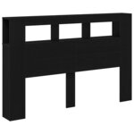 vidaXL Tête de lit LED avec étagère Chêne noir 160 x 18 5 x 103 5 cm