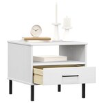 vidaXL Table de chevet avec pieds en métal Blanc Bois pin massif OSLO