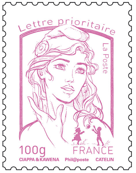 Timbre Marianne et la jeunesse - Fuchsia