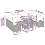 vidaXL Ensemble de canapé de jardin 10 Pièces Gris 100 x 55 x 73 cm
