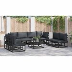 vidaXL Ensemble de canapé de jardin avec coussin 9 Pièces Noir Aluminium