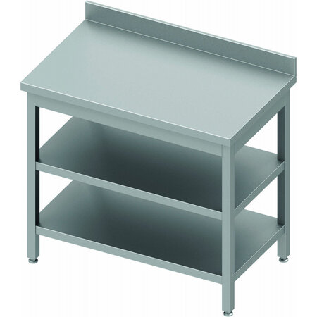 Table inox avec 2 etagères & dosseret - gamme 800 - stalgast - soudée - acier inoxydable1700x800 x800xmm