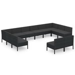 vidaXL Salon de jardin 12 Pièces avec coussins résine tressée noir