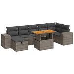 vidaXL Salon de jardin 5 Pièces avec coussins gris résine tressée acacia