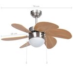 vidaXL Ventilateur de plafond avec lampe 76 cm Marron clair