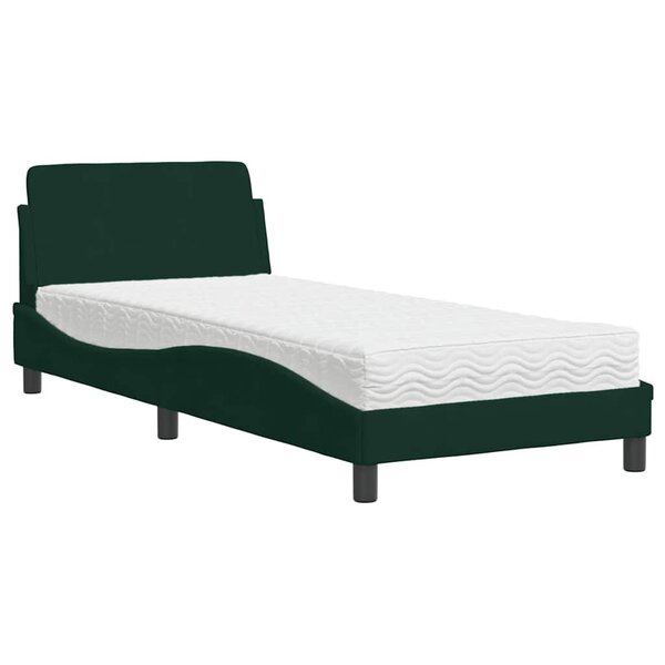 vidaXL Lit avec matelas Dover vert foncé 90x200 cm velours